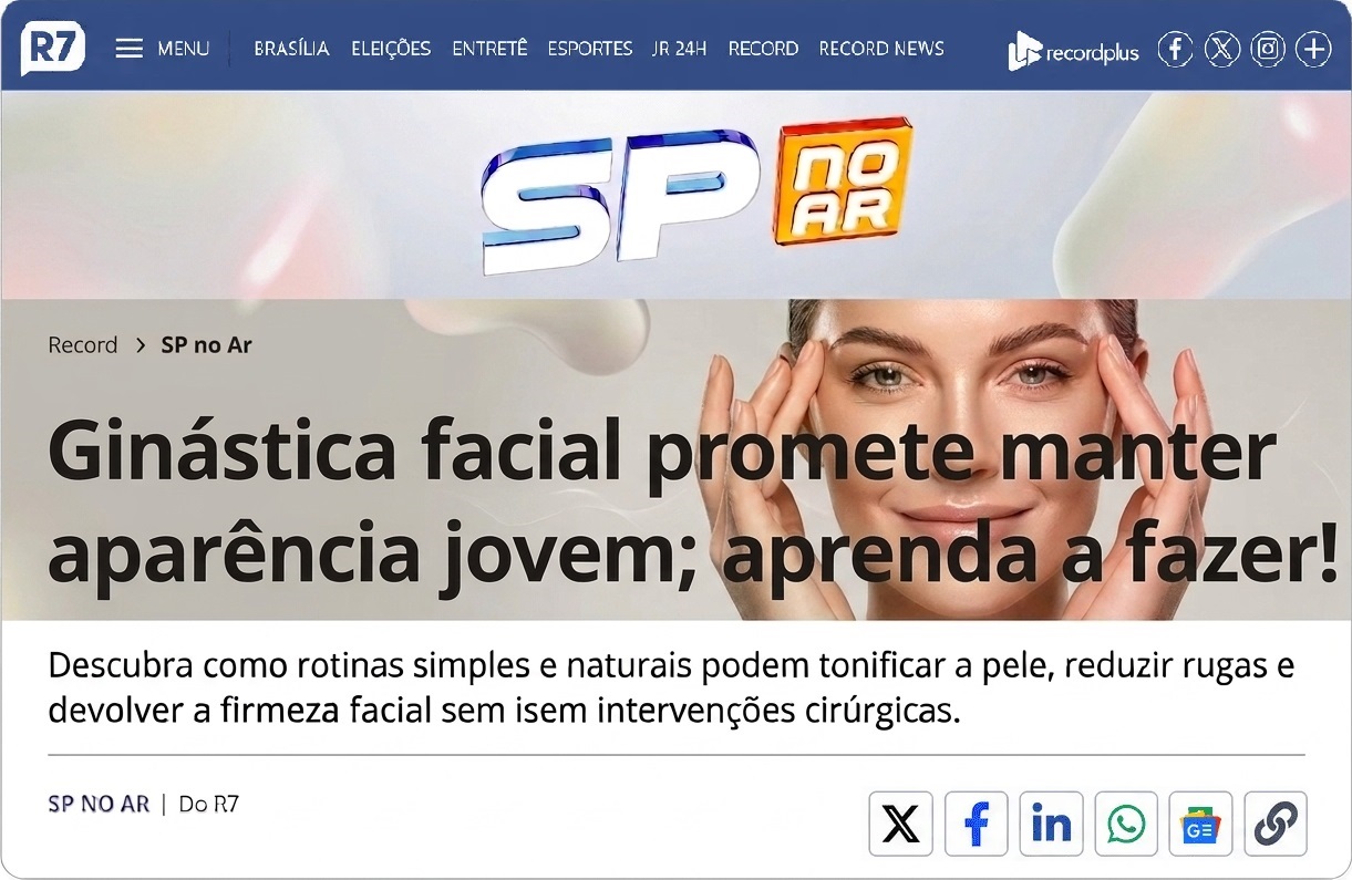 Matéria do R7 sobre ginástica facial
